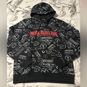true religion all over signature print hoodie